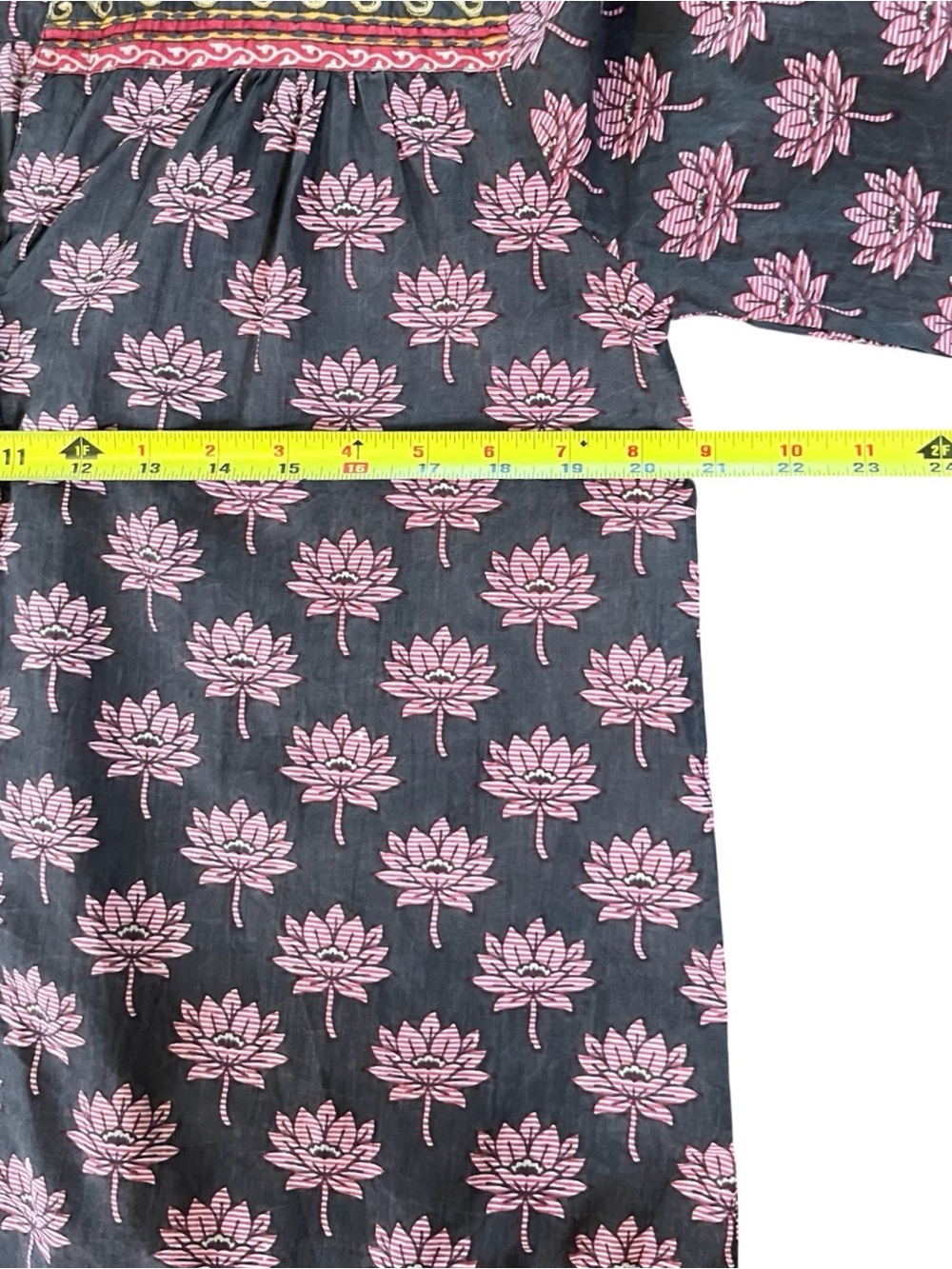Maison Hotel Cohen Blouse Lotus Mondrian Pink Lotus Print Cotton Boho Western M - Picture 15 of 15